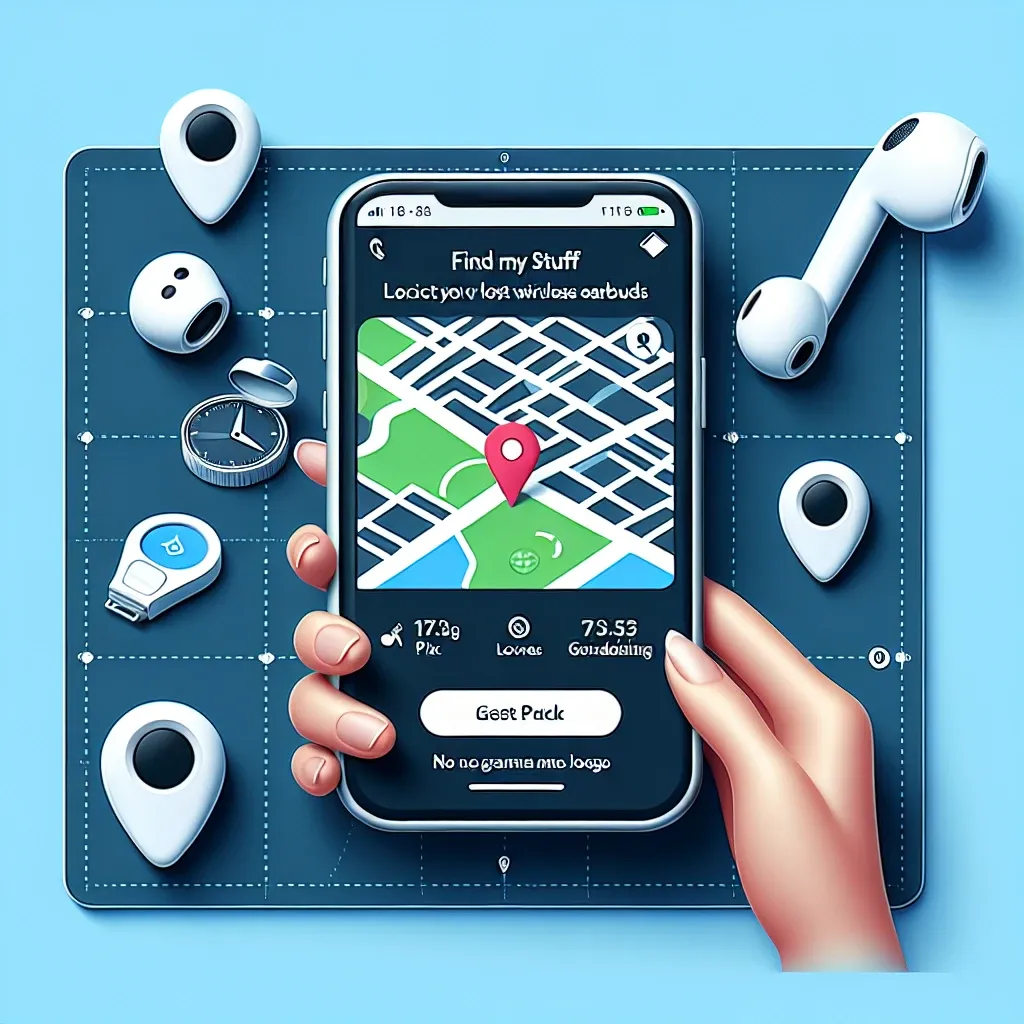 "Ilustrasi cara menggunakan aplikasi 'Temukan Milik Saya' untuk menemukan AirPods yang hilang di smartphone."