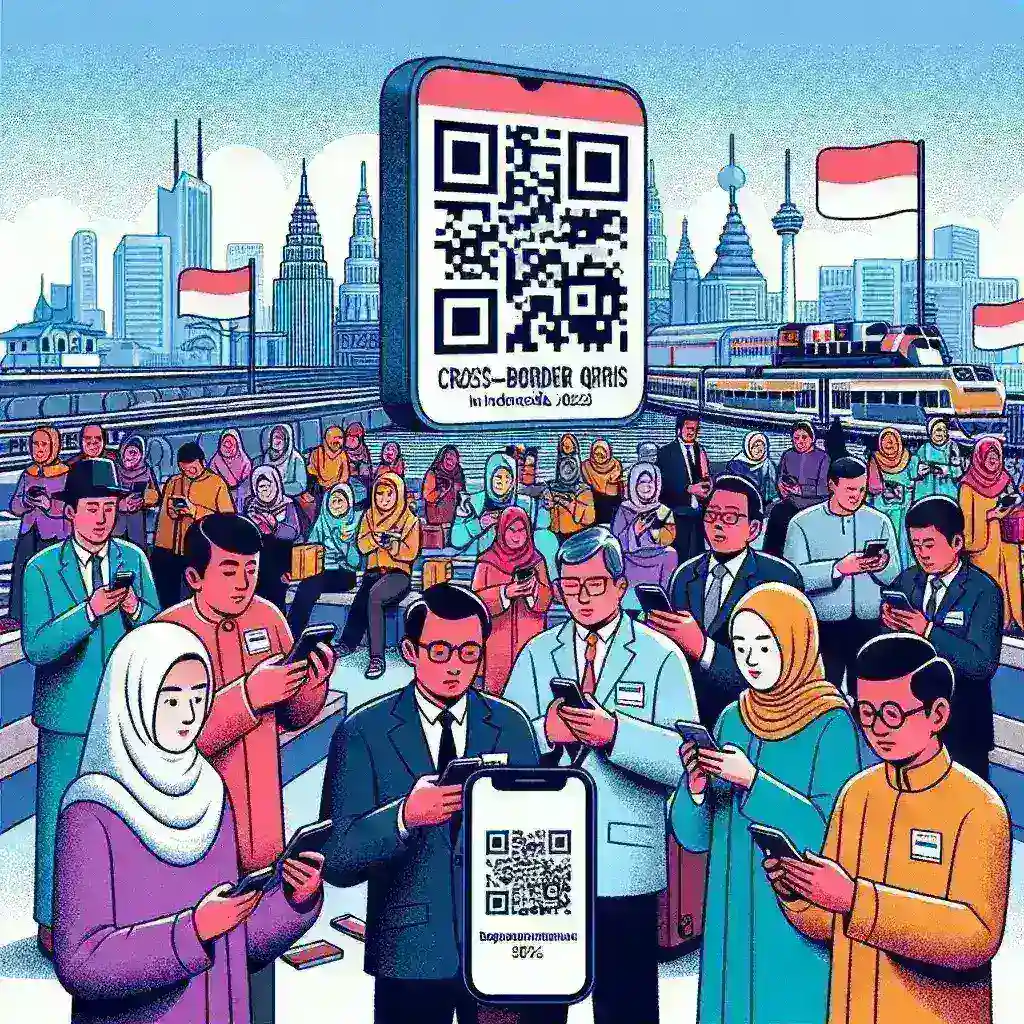 "Infografis menunjukkan lonjakan 50% penggunaan QRIS lintas negara di Indonesia pada 2025, menampilkan statistik dan grafik yang menggambarkan pertumbuhan transaksi digital di sektor ekonomi."