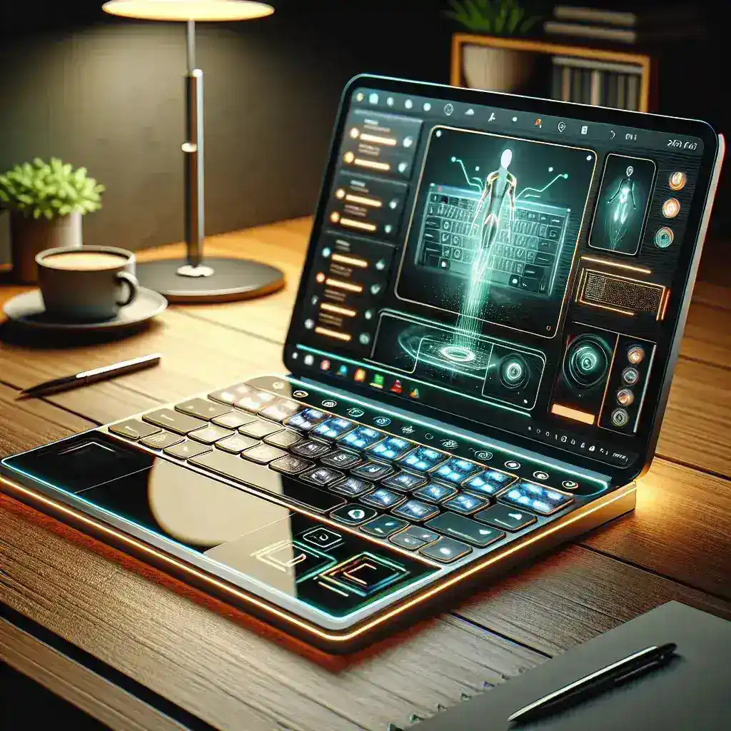 "Lenovo laptop layar ganda terbaru dengan keyboard virtual opsional, menampilkan desain inovatif dan teknologi canggih untuk pengalaman pengguna yang lebih baik."